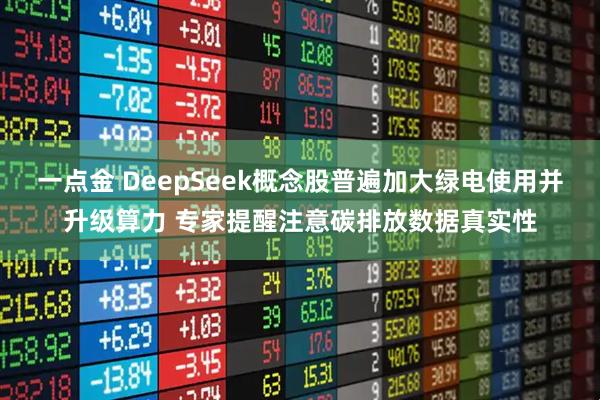 一点金 DeepSeek概念股普遍加大绿电使用并升级算力 专家提醒注意碳排放数据真实性