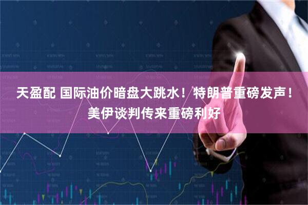 天盈配 国际油价暗盘大跳水！特朗普重磅发声！美伊谈判传来重磅利好